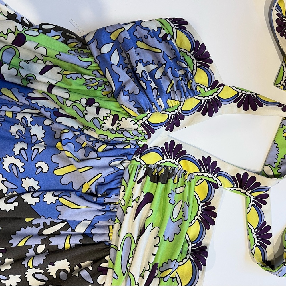 BCBGMaxAzria Green and Purple Floral Dress